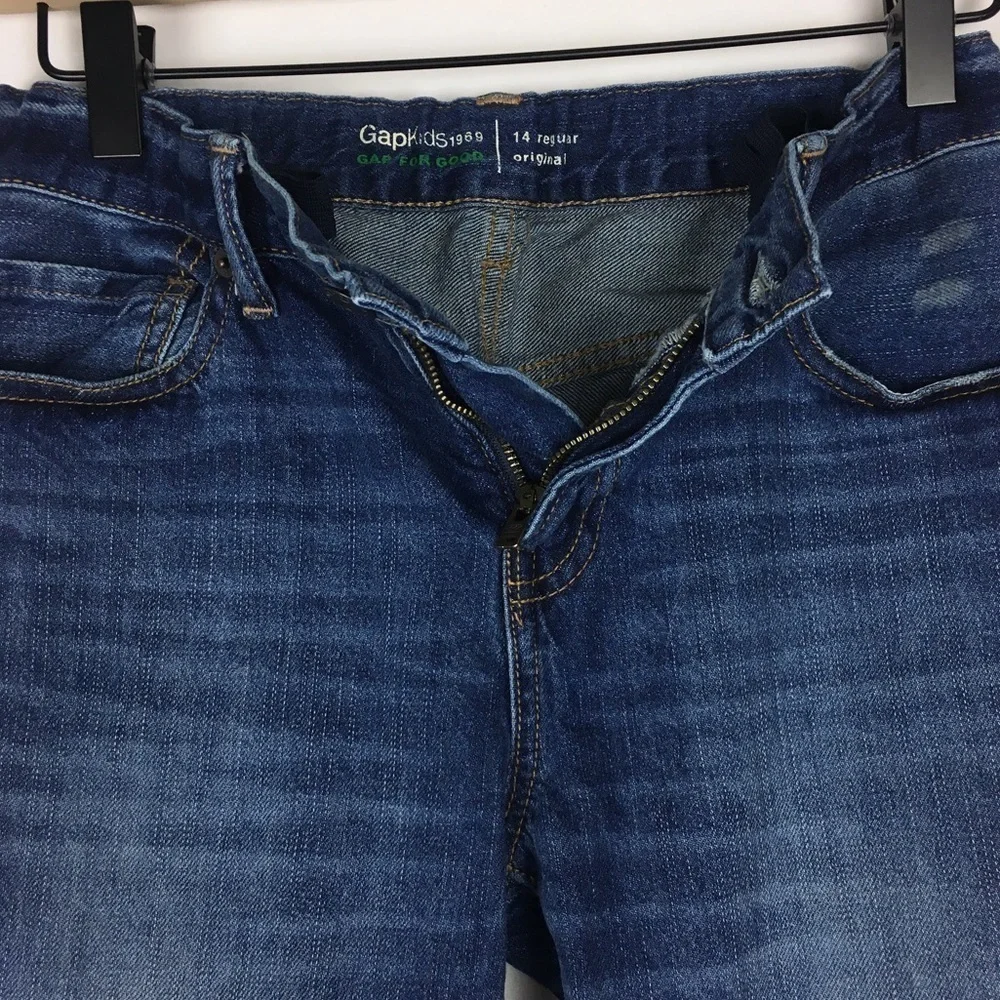 GAP Kids Jeans Original Straight Leg Distressed 100% Cotton Denim 14 Regular